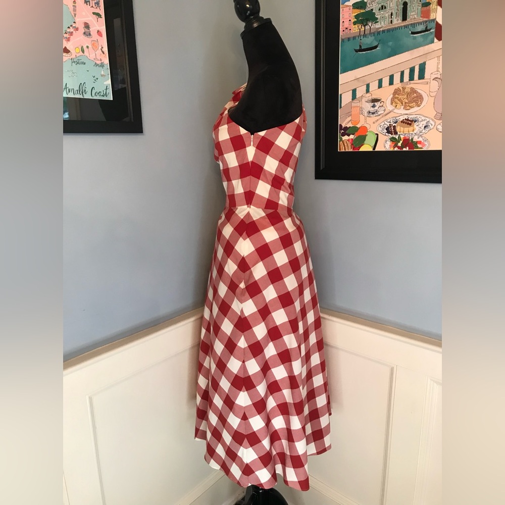 Kate Spade New York NWT Red and White Gingham Lava Falls Midi Dress Sz 14 - Picture 5 of 15